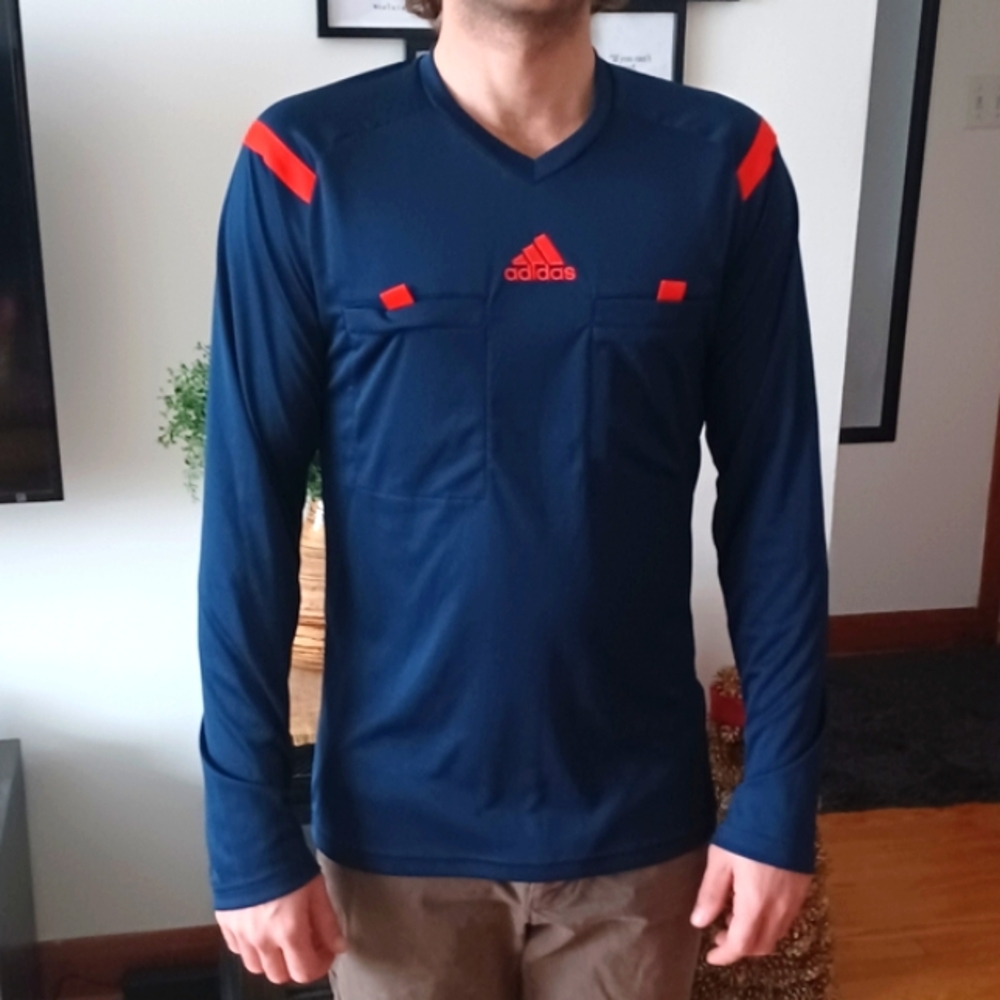 NWoT Adidas Navy Blue and Red Athletic Long Sleeve Shirt
